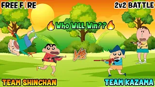 Shinchan and masao vs kazama and bochan in free fire duo battle 😱🔥 | shinchan playing free fire 😂🔥