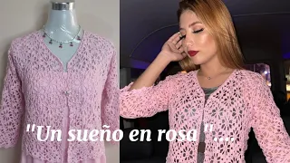 Cómo tejer un saco o chaqueta con dos hexagonos,"Un sueño en rosa" parte1