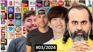 TOP 100 Most Subscribed YouTube Channels 2024 | (March update)