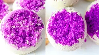 Amethyst Geode Bath Bomb DIY! Making Amethyst Geode Crystals Bathbomb