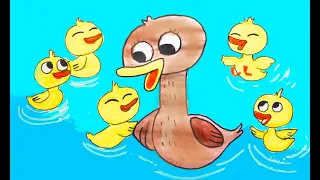 New Song for Kids - Five Little Ducks. 5 маленьких каченят How to Draw 5 little ducks Nursery Rhymes