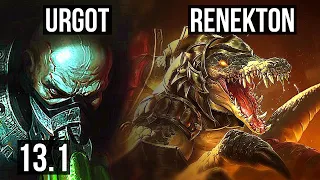 URGOT vs RENEKTON (TOP) | Rank 6 Urgot, 6 solo kills, 500+ games, Dominating | KR Master | 13.1