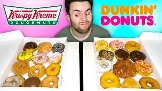 DUNKIN' DONUTS vs. KRISPY KREME - Fast Food Doughnuts Taste Test!