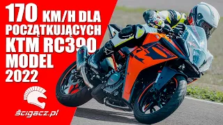 KTM RC390 model 2022 - ponad 170 km/h dla początkujących. Torowa broń, w pełni wyposażona w salonie