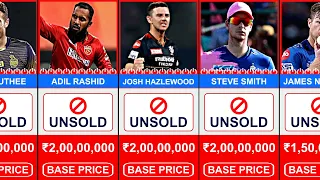 Unsold Players List IPL Auction 2024