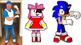 FNF Minecraft Animation VS Real Life | All Classic Sonic And Tails Dancing Meme