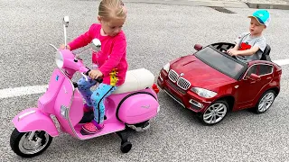 Little Girl Elis Ride On NEW Motorbike Vespa Piaggio PX 150 with Thomas Outdoor Activity