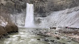 Taughannock Falls gushing with water after running dry