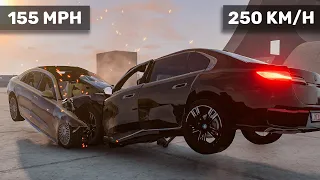 BMW 7 G70 vs Mercedes W223 Maybach | HEAD ON Realistic Crash Test