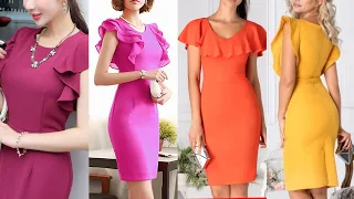 Stylish Evening Party Wear plain solid color Bodycon dresses Design For Women 2021