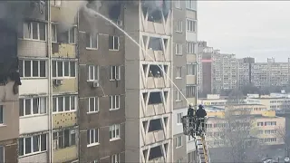 Russian strike on residential building in Kyiv injures at least 10 people