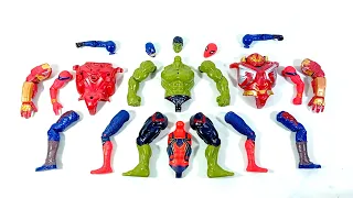 assemble red spiderman vs captain america vs hulk buster vs hulk smash.. avengers superhero toys..