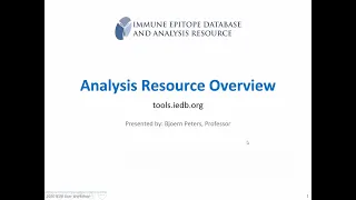 2020 User Workshop – 1.5 – Immune Epitope Analysis Resource Overview