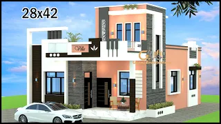 28x42 3 Room 3D House Plan | Villa Design | Without Toilet House Design | Gopal Architecture