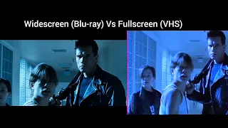 Terminator 2 Judgement day widescreen vs fullscreen aspect ratio comparison Blu-ray vs VHS 6