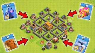 Max Town Hall 4  Base Vs Every Levels Max Pets  | Clash of clans
