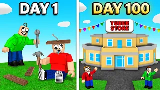 We Spent 100 Days Building A STORE in Roblox! (tycoon)