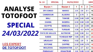 Analyse et pronostic Totofoot Special  24/03/2022 تحليل و توقعات  مسابقة طوطوفوت ليوم