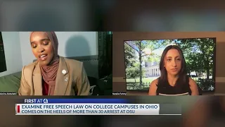 Examine free speech law on college campuses in Ohio