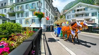 Walking in Interlaken on a sunny day ☀️🇨🇭 Switzerland 4K