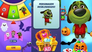 Talking Tom Gold Run Halloween TIMES SPIN WIN A FREE CHARACTER UNLOCKED Zombie Ben vs Roy Raccoon