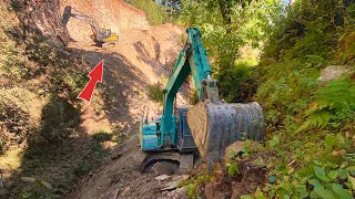 Heart-Pounding Mountain Road Construction with Kobelco Excavator: Watch If You Dare