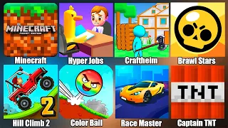 Minecraft,Craftheim,Brawl Stars,Color Ball Adventure,Hill Climb 2,Race Master ЭВОЛЮЦИЯ