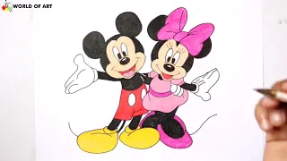 how to draw mickey mouse and minnie mouse easy