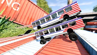 Monster Car VS Stairs Jump Extreme Test Suspension #82 BeamNG drive