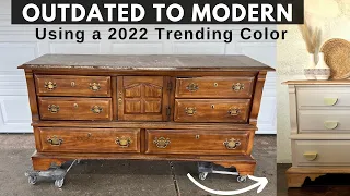 Outdated to Modern Dresser Makeover | Using Trending Paint Color of 2022 |Extreme Furniture Makeover