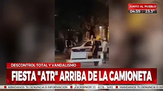 Descontrol y vandalismo: fiesta ATR arriba de un patrullero