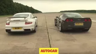 Porsche 911 GT2 v Corvette ZR1 - drag race by autocar.co.uk