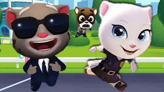 Talking Tom Gold Run Agent Tom vs Agent Angela vs Raccoon Boss FIGHT GAMEPLAY