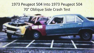 1973 Peugeot 504 Into 1973 Peugeot 504 70° Oblique Side Crash Test (74 Kmh)
