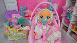 Cry baby doll Packing Diaper bag for Grandmas House