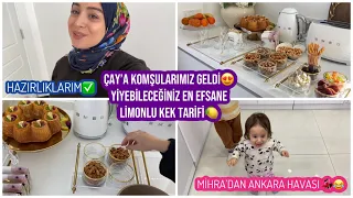 KOMŞUMUZ ÇAYA GELDİ, HAZIRLIKLARIM, YİYEBİLECEĞİNİZ EN GÜZEL LİMONLU KEKİ YAPTIM, KARABAŞ YAŞIYOR🥺