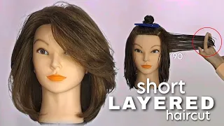 how to SHORT LAYERED HAIRCUT|potong rambut layer pendek
