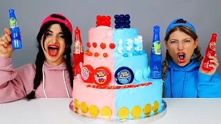 Red Food VS Blue Food Challenge 음식 챌린지 Mukbang GIANT Jelly Cake | MIU