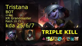 Tristana ADC vs Jhin - KR Grandmaster 25/6/7 Patch 10.25 Gameplay // [롤] 트리스타나 vs 진