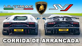 Lamborghini Aventador Ultimae vs SVJ: CORRIDA DE ARRANCADA