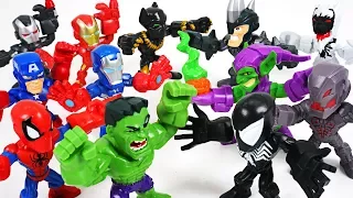 Marvel Avengers mini VS Villains, Dinosaurs army! Hulk, Spider Man, Iron Man - DuDuPopTOY