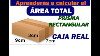 Aprende a calcular el área  TOTAL de un PRISMA RECTANGULAR/¿Cuanto papel se necesita?/CAJA DE VERDAD