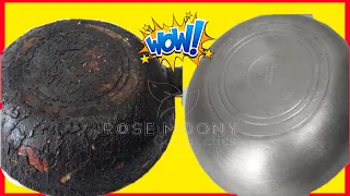 Clean the burned skillet and polish it in 2 minutes😱this mix is ​​magical, effortless 👆