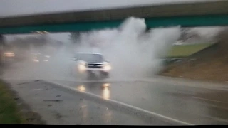 Cars unexpectedly hit high water on the highway - Belleville IL - 4/7/15