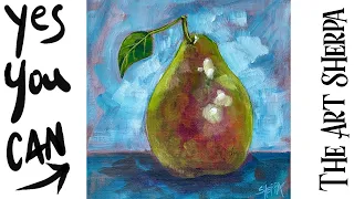 Pear still life 🌟🎨 How to paint acrylics for beginners: Paint Night at Home