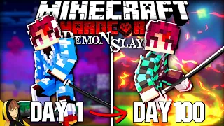 I Survived 100 DAYS in Demon Slayer Hardcore Minecraft... here's what happened!