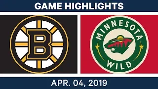 NHL Game Highlights | Bruins vs. Wild – April 04, 2019