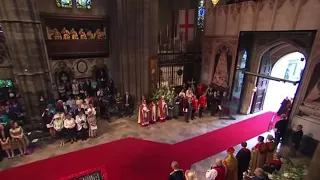 Her Majesty The Queen Arrives At Royal Wedding (2011) Royal Trumpeters Fanfare