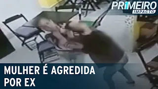 Homem invade trabalho de ex, dá rasteira e a estrangula | Primeiro Impacto (15/07/21)