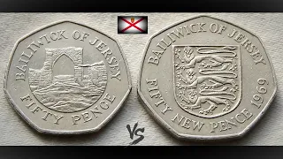 Bailiwick of Jersey 50 Pence from 1969 | Heptagonal Shape | BAILWICK  OF JERSEY Island ~ EUROPE